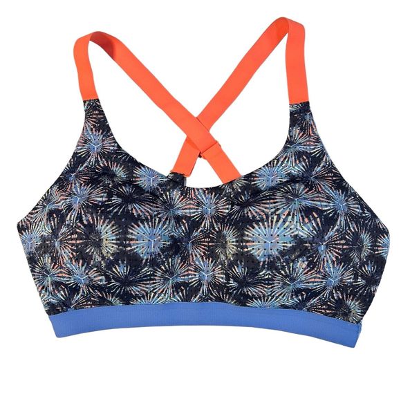 Victoria's Secret Other - Victoria’s Secret Sport 36D Blue With Firework Graphic Racerback Sports Bra